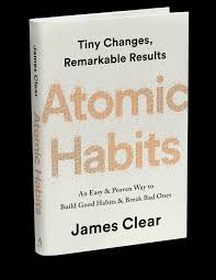 White book cover for James Clear's Atomic Habits